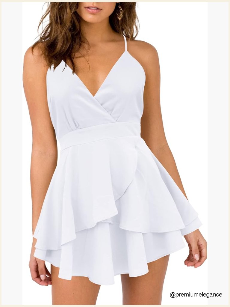 Deep V-Neck Cami Dress Crisscross Open Back Tie Waist Mini